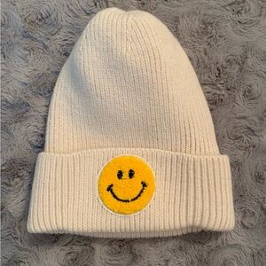 Knit Beanie with Smile Emoji • NWOT
